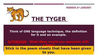 Ks3 Poetry Lesson The Tyger By William Blake Teaching Resources