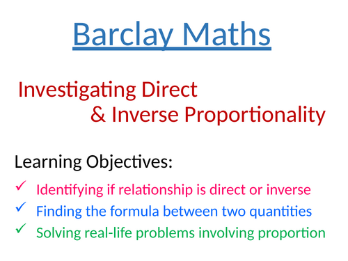 Direct & Inverse Proportionality