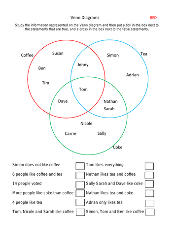 Venn Diagram Worksheet, Differentiated with answers | Teaching Resources