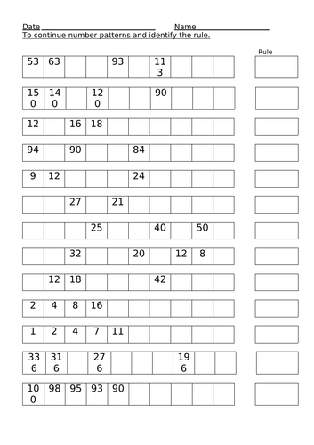 Number sequences | Teaching Resources