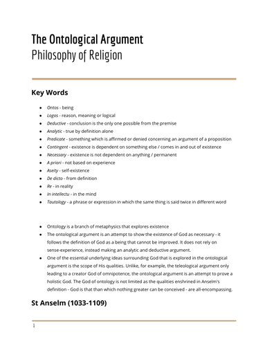 The Ontological Argument - Philosophy of Religion