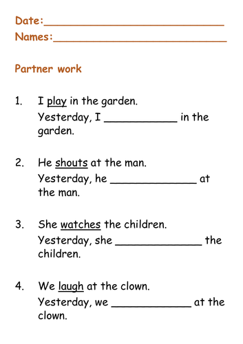 FREE Past and Present Tenses Year 1 Grammar Lesson | Teaching Resources