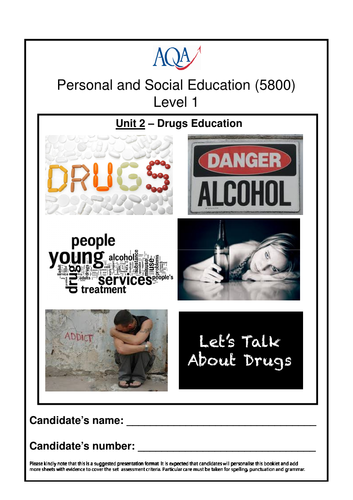 PSHE AQA 5800 Drugs Education Unit Booklets | Teaching Resources