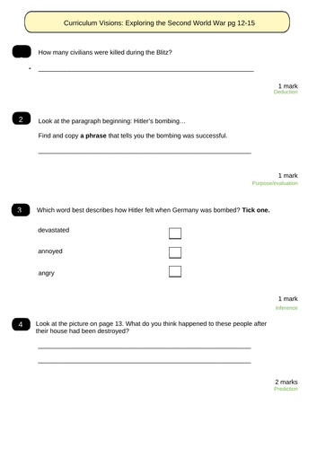 Week 5 World War Two Guided Reading | Teaching Resources