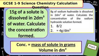 £1 ONLY: 100 GCSE Chemistry (Science) Concentration Calculation ...