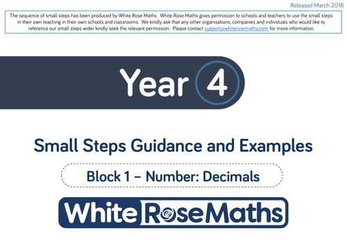 White Rose Year 4: Summer Block 1 - Decimals. Week 1 (of 2)