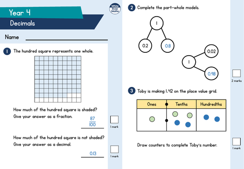 White Rose Year 4: Summer Block 1 - Decimals. Week 2 (of 2) | Teaching ...