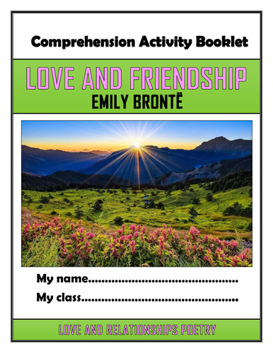 Love and Friendship Comprehension Activities Booklet!