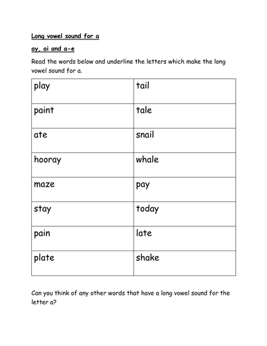 Phonics Long Vowel sounds complete set of worksheets x10 Year 1 Year 2 ...