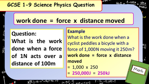 £1 ONLY: 50 GCSE Physics (Science) Work Done Calculation Revision