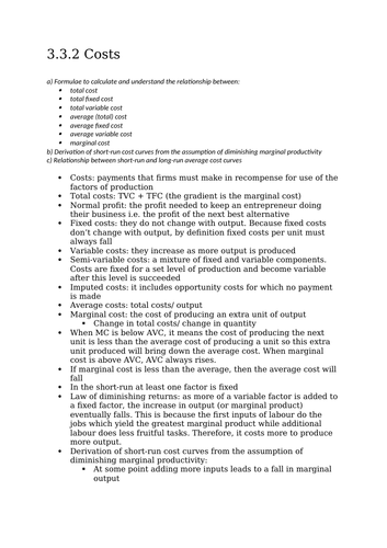 Edexcel Economics A-level Unit 3.3 Revenues, costs and profits ...
