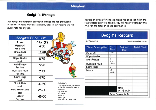 Functional Skills Maths - Number EL3 to L1 - Bodgi'ts Garage