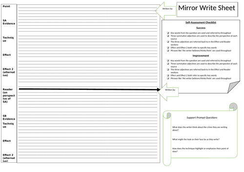 Question 4 Paper 2 Support Frame for writing | Teaching Resources