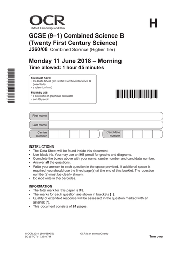 Gcse Ocr 21st Century Data Analysis Paper Question Mark Scheme Teaching Resources