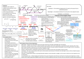 physics aqa p6 gcse summary revision sheets science double