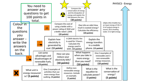 Energy Revision Pyramid KS3 | Teaching Resources