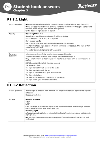 P1.3 Light- Activate scheme of work