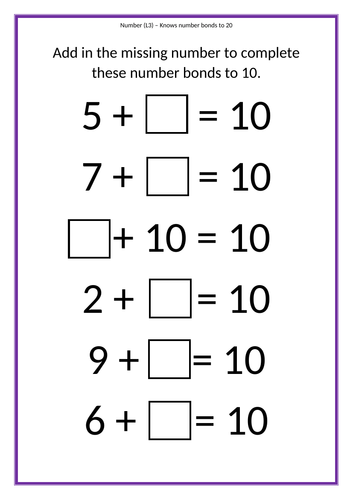 Number Bonds to 10 & 20 | Teaching Resources