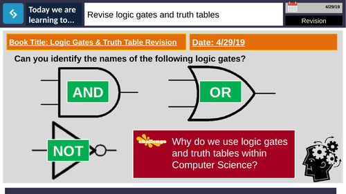 Logic Gates & Truth Tables OCR Revision Session | Teaching Resources