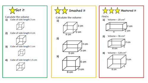 Volume of Cuboids Differentiated Questions Worksheet | Teaching Resources