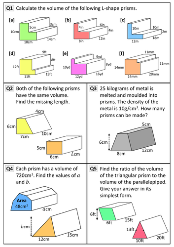 volume of prisms teaching resources