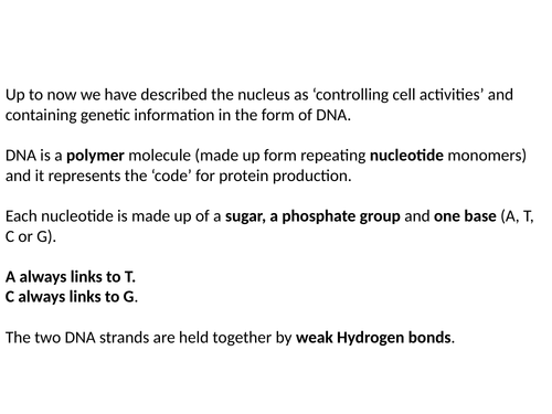 9-1 AQA GCSE Biology - U6 L3 DNA and The Genome | Teaching Resources