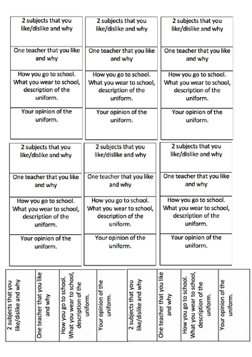 Differentiated structure strips, describing school | Teaching Resources