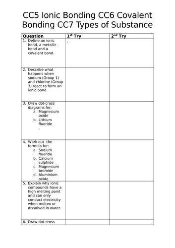 Edexcel Combined Science (9-1) CC5 CC6 CC7 Revision Activity