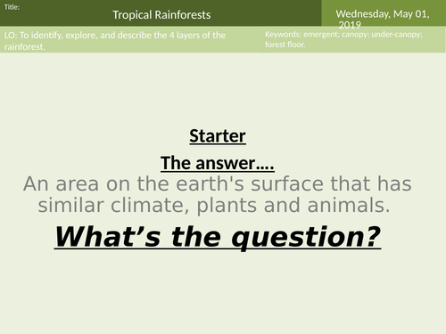 GCSE AQA Geography Tropical Rainforest Lesson 3