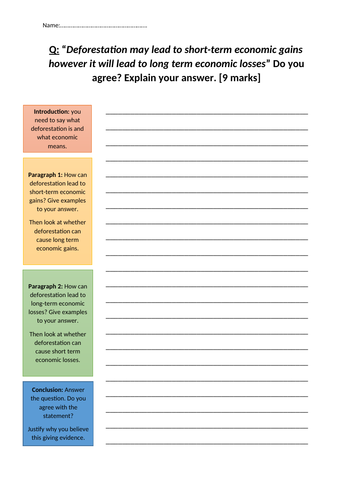 GCSE AQA Geography Deforestation Lesson 4