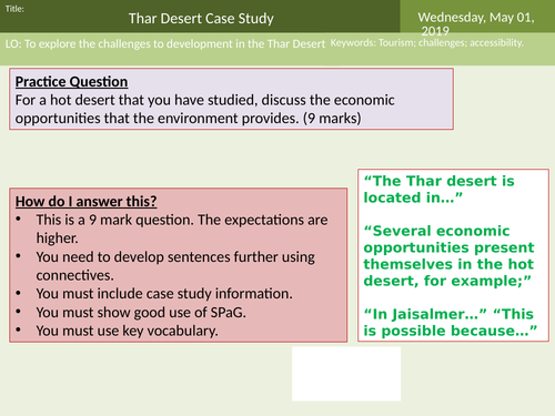 GCSE AQA Geography Thar Desert Challenges Lesson 8