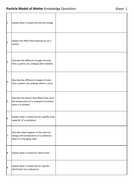 AQA GCSE Physics Particle Model of Matter Revision | Teaching Resources