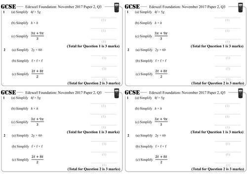 Simplifying Expressions - Foundation & Higher Gcse Questions | Teaching Resources