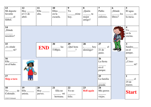 Ser vs. Estar Board Game: 2 Versions Differentiated (Sub Plan)