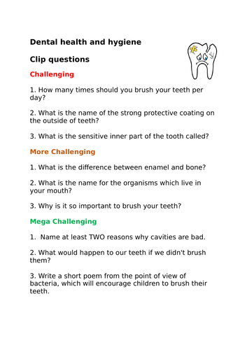 Dental / Oral Personal Hygiene | Teaching Resources