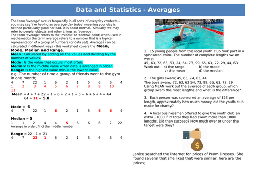 Functional Skills Maths - Data and Statistics - Averages - EL3-L1