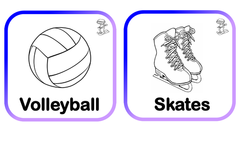 Sport equipment. Coloring pages.