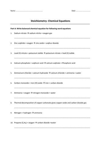 IGCSE Chemistry- Stoichiometry Part-2 ( Chemical Equations and Atomic &  Molecular masses) | Teaching Resources
