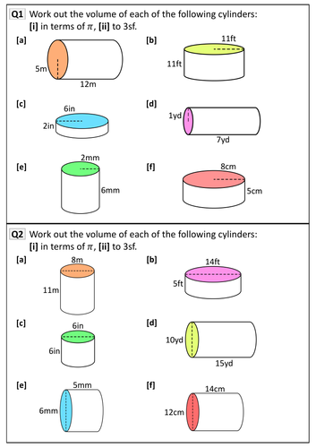 volume of cylinders homework 1