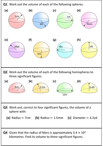 Volume of Spheres | Teaching Resources