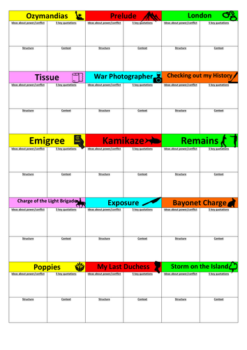 Power and Conflict template to create your own revision flashcards