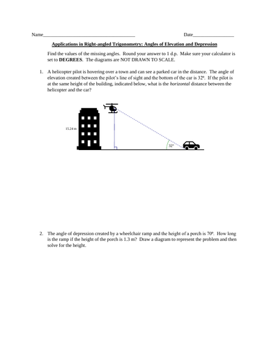 Trigonometry - Angles of Elevation and Depression