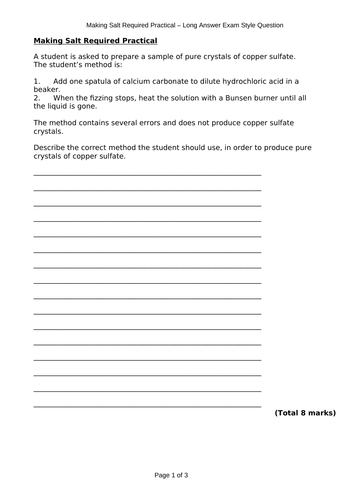 AQA GCSE Combined Science Chemistry Required Practical Revision 9-1 ...