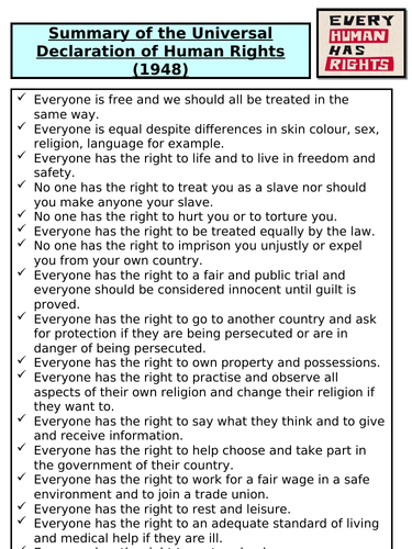 EDUQAS (new spec) Human Rights Revision 2 lessons | Teaching Resources