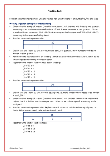 Unit and non-unit fraction problems - Extra Support Activity - Year 5
