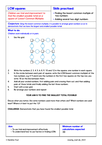 Multiples & factors; mental x/÷ strategies - Problem-Solving ...