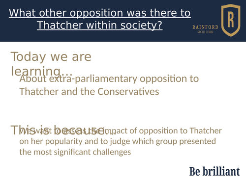 AQA A Level history 7042 - Britain 2S - Extra parliamentary opposition under Thatcher