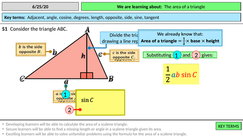 Area Of A Triangle Trigonometry Teaching Resources 9046