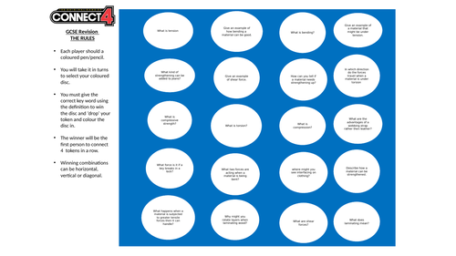 Revision game for GCSE design - Common specialist technical principles.