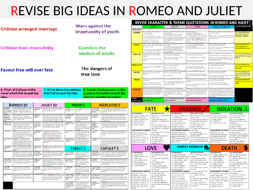 Romeo and Juliet Final Lesson: Revise 6 Big Ideas using 3 knowledge organisers